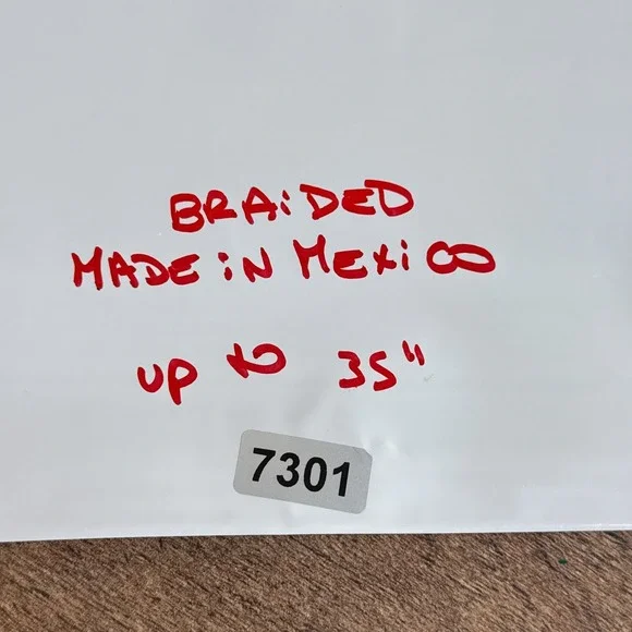 Vintage Western Hand Braided Tan Leather Belt Brass Buckle Womens Size 34 - Picture 7 of 7